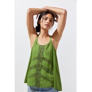 Anthropologie TINY Womens S Embroidered Lace Tank Top Blouse Moss Green Cotton